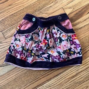 Eternal Creation Girls Floral Corduroy Skirt - Purple & Pink Sz 7